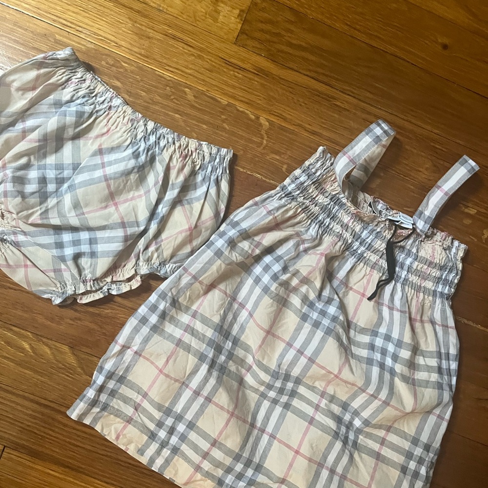 Burberry Kids Plaid Shorts Set - Beige and Gray